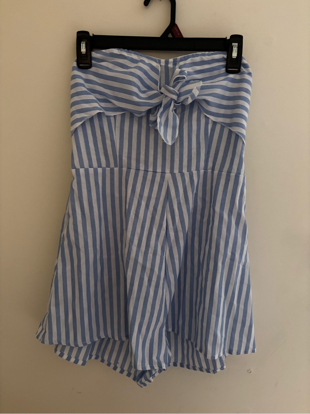 Blue & White Stripe Tie-Front Women’s romper